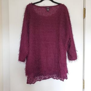 Alfani scoopneck oversized sweater fushia XL
